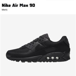 Nike Air Max 90 men’s size 8 black worn once, perfect!!